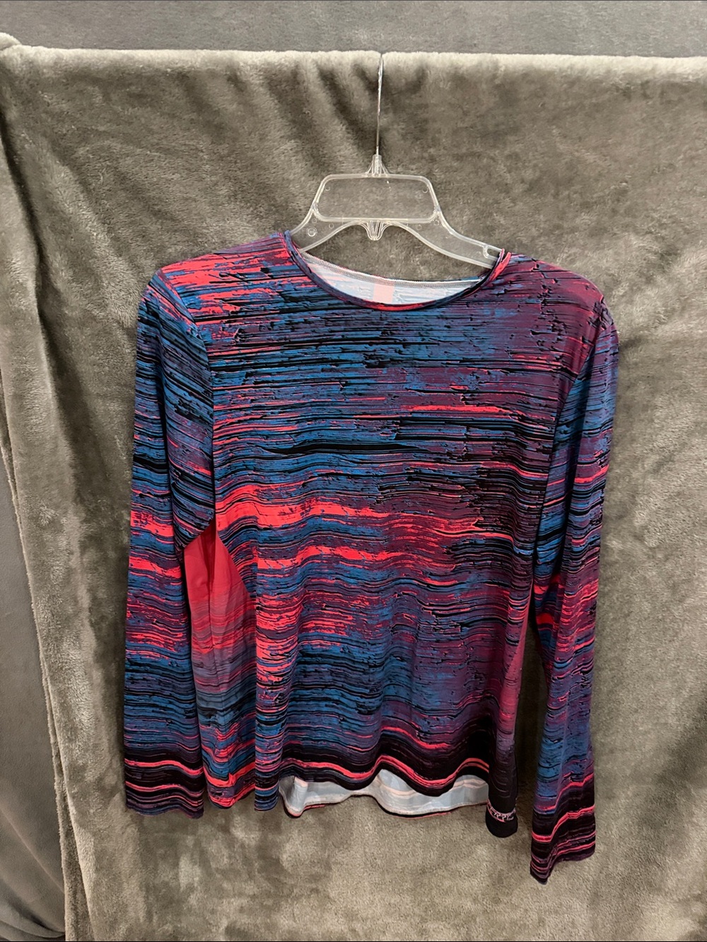 Terry Long Sleeve abstract Print Cycling Top in Purple & Blue